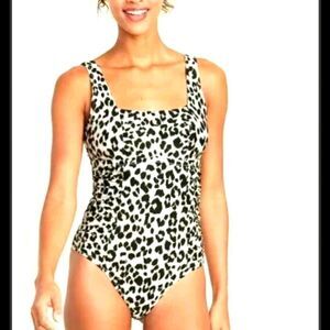BRAND NEW BYRON BLUE TUMMY CONTROL ANIMAL PRINT DESIGN ONE-PIECE SWIMSUITS